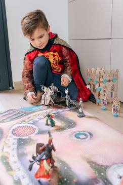Linge de maison et décoration-Tapis de jeu enfant "Citadelle Médiévale" - fabriqué en France