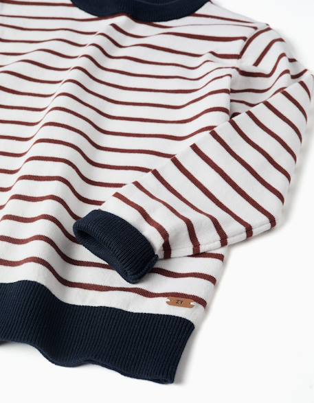 Pull en maille à rayures Bleu foncé+Marron 6 - vertbaudet enfant 