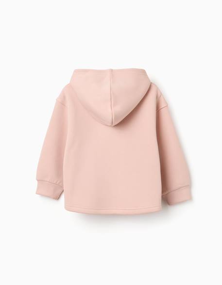 Sweat en coton peigné à capuche et imprimé floral Blanc+Rose clair+Vert clair 5 - vertbaudet enfant 