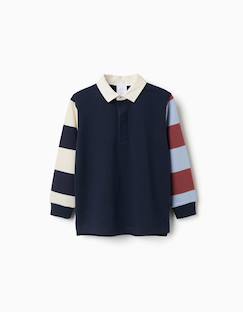 Garçon-T-shirt, polo, sous-pull-Polo en coton à manches longues à rayures