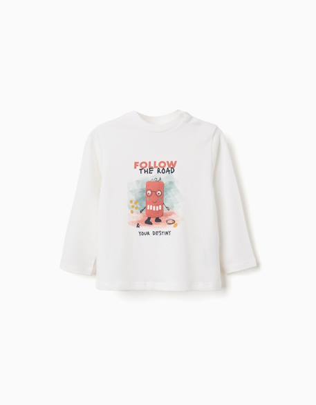 T-shirt en coton à manches longues avec imprimé destiny Blanc 1 - vertbaudet enfant 
