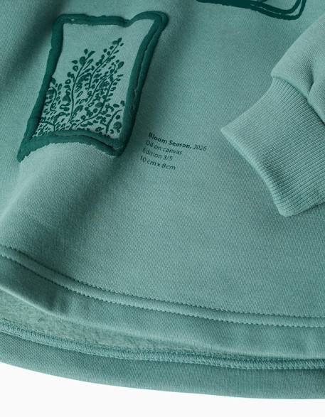 Sweat en coton peigné à capuche et imprimé floral Blanc+Rose clair+Vert clair 10 - vertbaudet enfant 
