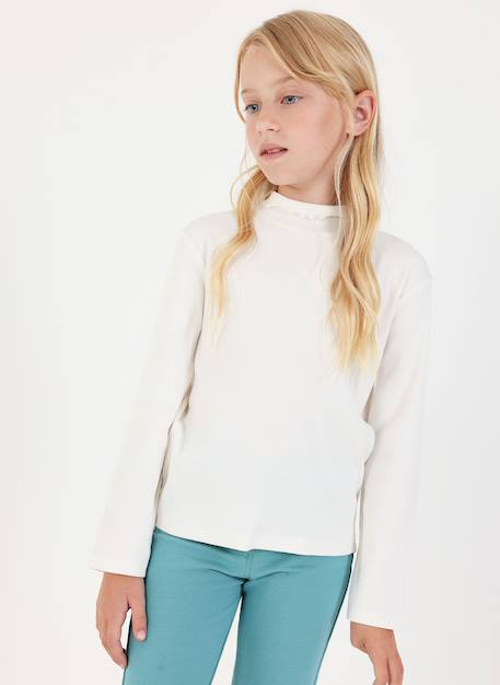 T-shirt fille en maille côtelée col roulé  - vertbaudet enfant