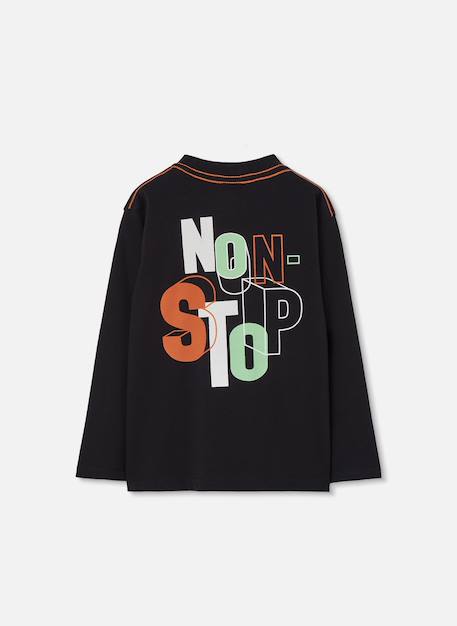 T-shirt garçon en maille imprimé move Noir 4 - vertbaudet enfant 