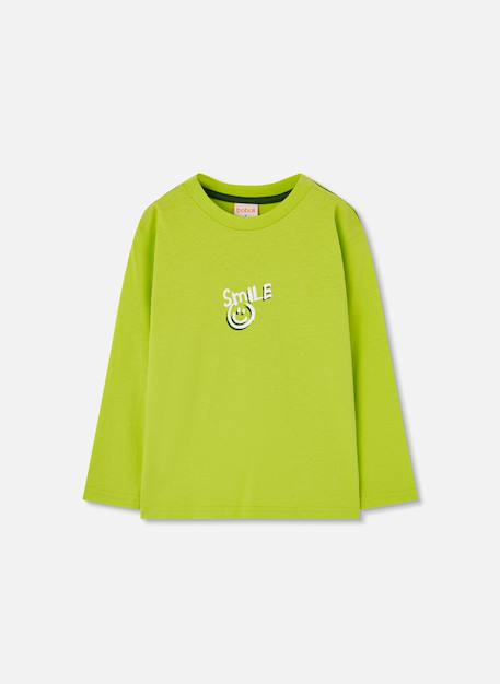 T-shirt garçon en maille imprimé smile Vert 3 - vertbaudet enfant 