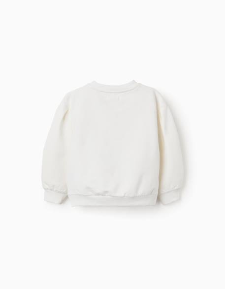 Sweat en coton peigné avec fleurs en relief Blanc 2 - vertbaudet enfant 