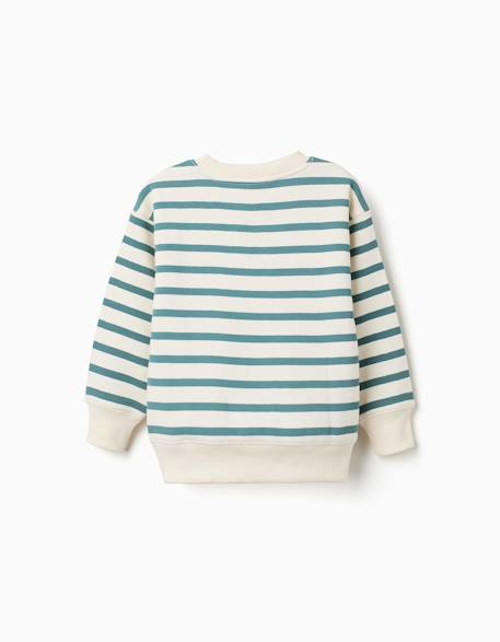Sweat en coton peigné à rayures et imprimé Jaune+Vert clair 5 - vertbaudet enfant 