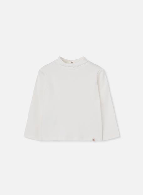 T-shirt fille en maille côtelée col roulé Blanc 3 - vertbaudet enfant 
