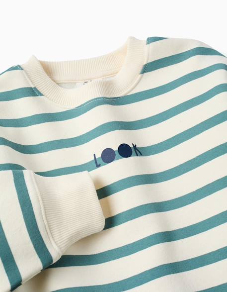 Sweat en coton peigné à rayures et imprimé Jaune+Vert clair 6 - vertbaudet enfant 