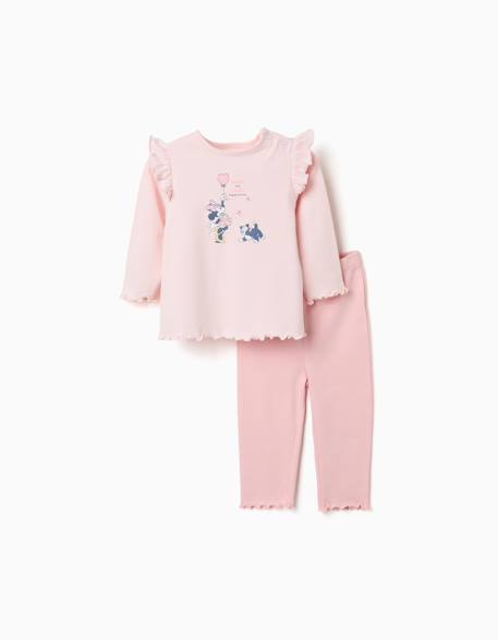 Pyjama en coton à manches longues et imprimé minnie & figaro Rose clair 1 - vertbaudet enfant 