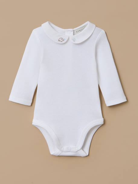 Body col brodé bébé Blanc casse 1 - vertbaudet enfant 