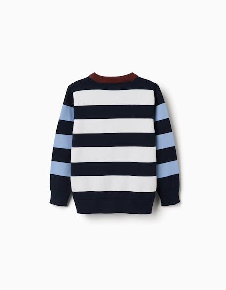 Pull en maille à rayures Bleu foncé+Marron 2 - vertbaudet enfant 