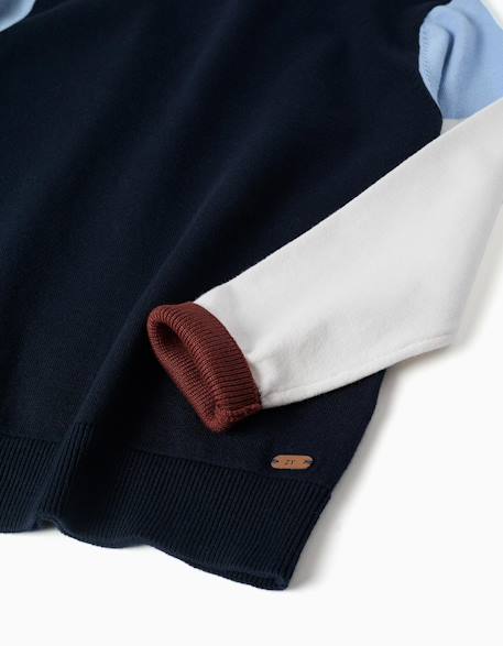 Pull en maille à blocs de couleur Bleu foncé 3 - vertbaudet enfant 
