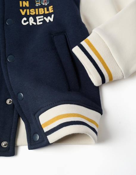 Blouson bomber en coton peigné avec imprimé Bleu foncé 4 - vertbaudet enfant 