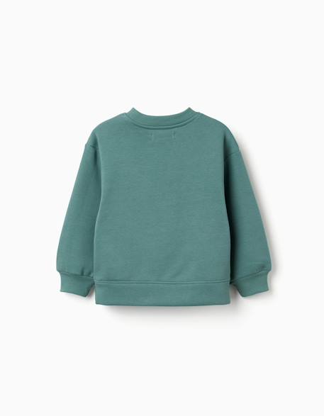 Sweat en coton peigné avec motif art et nature Blanc+Bleu foncé+Marron+Vert clair 14 - vertbaudet enfant 