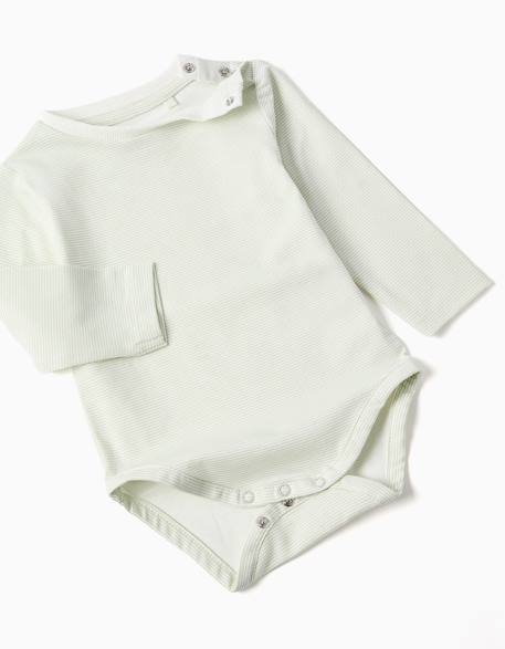 Ensemble 3 pièces en coton à rayures Vert clair 3 - vertbaudet enfant 