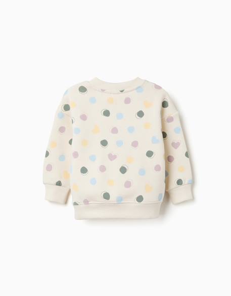 Sweat en coton peigné avec motif de cœurs et pois Blanc 2 - vertbaudet enfant 