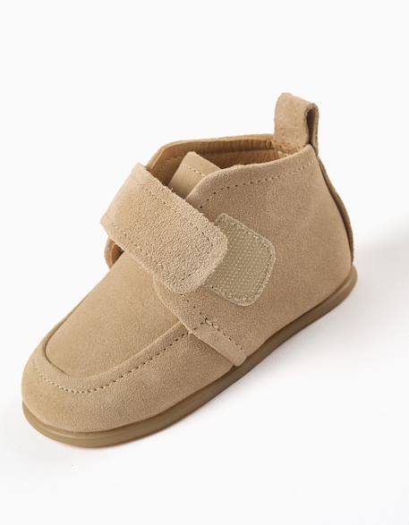 Bottines barefoot en daim et à scratch Beige 4 - vertbaudet enfant 