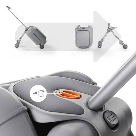 Valise cabine enfant Kinderkraft CABBY 2 en 1 porteur avec siège roues lumineuses pliable compacte 20l Grey+Pink 4 - vertbaudet enfant 