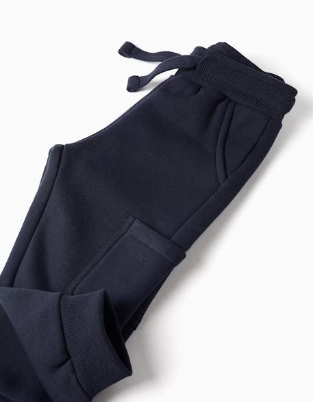 Pantalon de jogging en molleton avec doublure en coton peigné et poches cargo Bleu foncé+Vert clair 4 - vertbaudet enfant 
