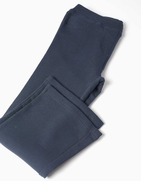 Jegging évasé en coton peigné Bleu foncé 3 - vertbaudet enfant 