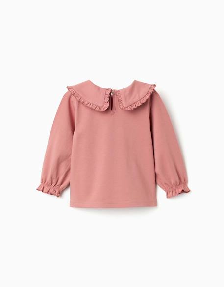 T-shirt en coton à manches longues avec volants Rose 2 - vertbaudet enfant 