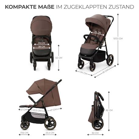 Poussette Canne TRIG 3, Légère, position allongée, pliable, harnais réglables, jusqu'à 25 kg Beige+Gris+Marron+Noir 18 - vertbaudet enfant 