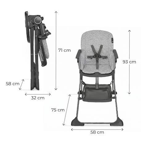 Kinderkraft highchair foldee - chaise de salle à manger pliable Beige+Green+Gris+Vert 18 - vertbaudet enfant 