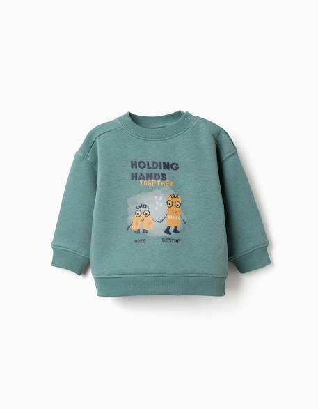 Bébé-Pull, gilet, sweat-Sweat-Sweat en coton peigné avec imprimé holding hands