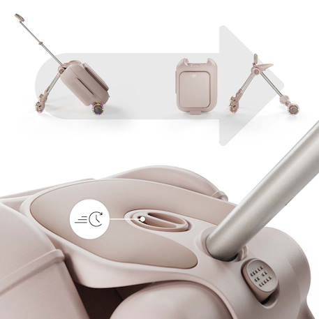 Valise cabine enfant Kinderkraft CABBY 2 en 1 porteur avec siège roues lumineuses pliable compacte 20l Grey+Pink 10 - vertbaudet enfant 
