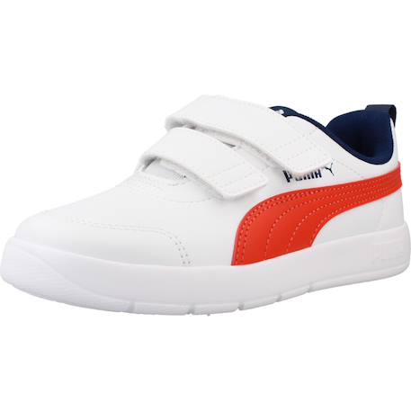 Baskets basses à scratch Blanc white+Puma blanc fierce rouge bleu 4 - vertbaudet enfant 
