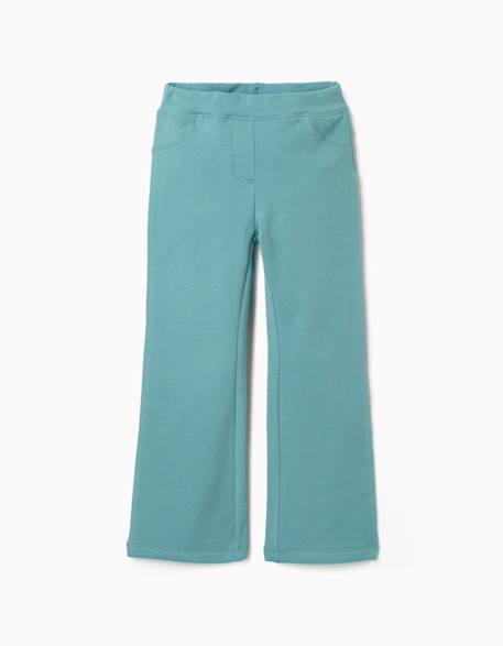 Jeggings évasé en coton peigné Vert clair 1 - vertbaudet enfant 