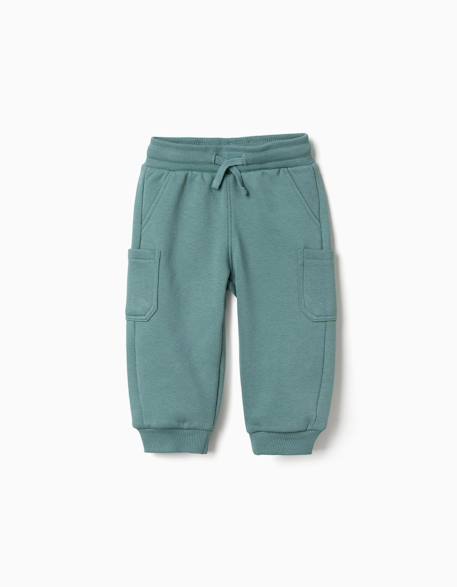 Pantalon de jogging en molleton avec doublure en coton peigné et poches cargo Bleu foncé+Vert clair 5 - vertbaudet enfant 