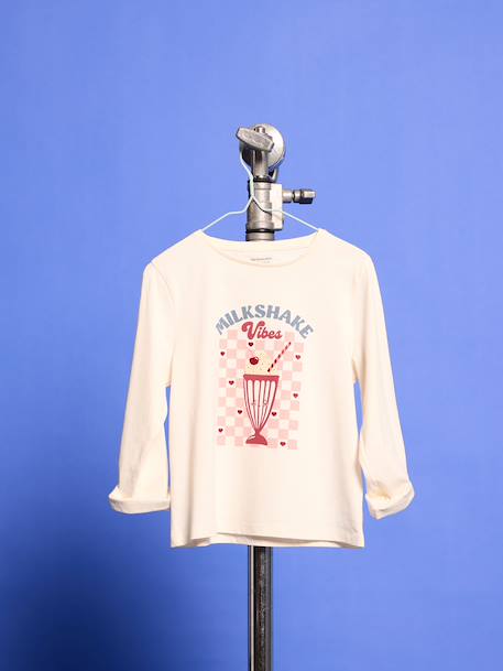 T-shirt manches longues fille écru 4 - vertbaudet enfant 