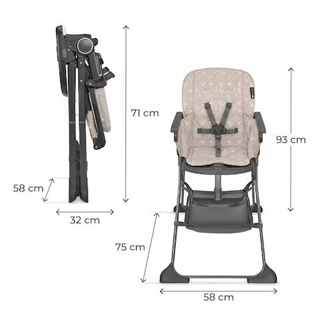 Kinderkraft highchair foldee - chaise de salle à manger pliable Beige+Green+Gris+Vert 6 - vertbaudet enfant 