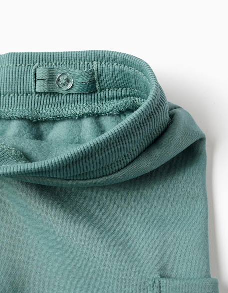 Pantalon de jogging en molleton avec doublure en coton peigné et poches cargo Bleu foncé+Vert clair 7 - vertbaudet enfant 