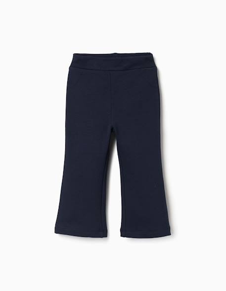 Leggings évasé en coton peigné Bleu foncé+Mauve clair 1 - vertbaudet enfant 