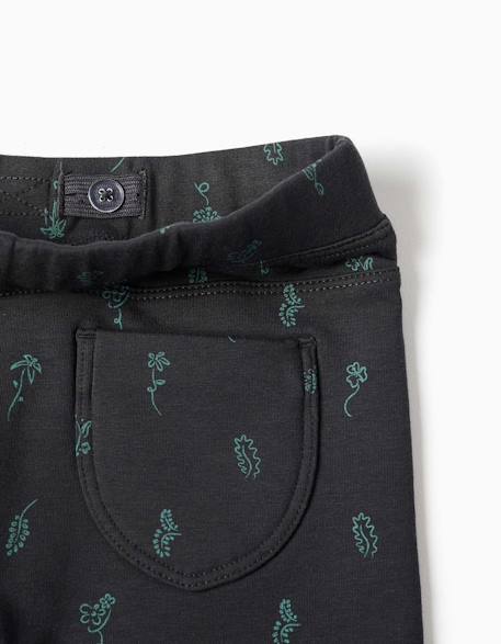 Jegging à coupe skinny en coton peigné avec imprimé floral Gris foncé+Rose 3 - vertbaudet enfant 