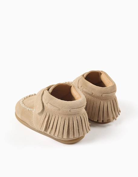 Bottines barefoot en daim à franges et à scratch Beige 4 - vertbaudet enfant 