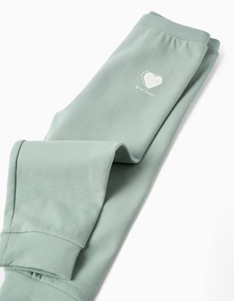 Pantalon en molleton avec doublure en coton peigné et imprimé cœur Bleu foncé+Vert 8 - vertbaudet enfant 