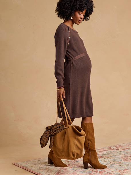 Robe en tricot grossesse et allaitement chocolat+noir 3 - vertbaudet enfant 