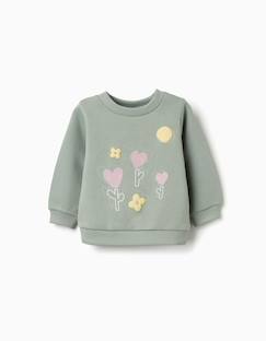 -Sweat en coton peigné avec fleurs et cœurs