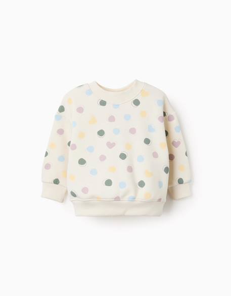 Bébé-Pull, gilet, sweat-Sweat-Sweat en coton peigné avec motif de cœurs et pois