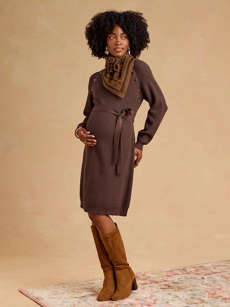 Robe en tricot grossesse et allaitement chocolat+noir 1 - vertbaudet enfant 