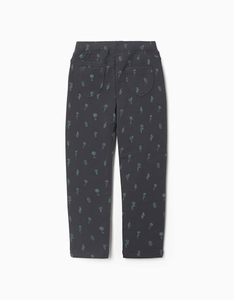 Jegging à coupe skinny en coton peigné avec imprimé floral Gris foncé+Rose 2 - vertbaudet enfant 