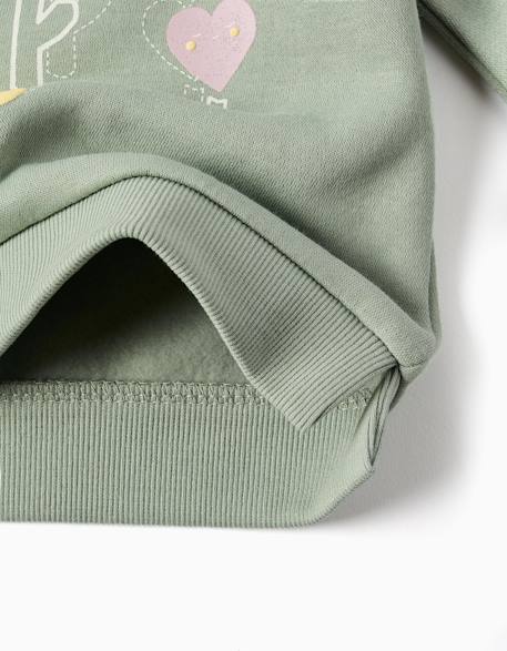 Sweat en coton peigné avec fleurs et cœurs Vert 4 - vertbaudet enfant 
