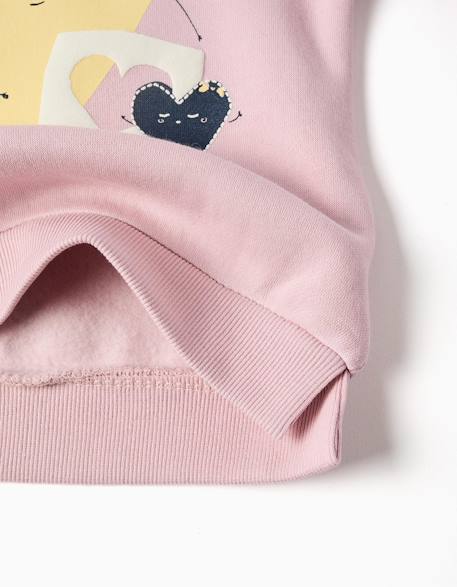 Sweat en coton peigné avec cœurs imprimés Jaune+Mauve clair 8 - vertbaudet enfant 