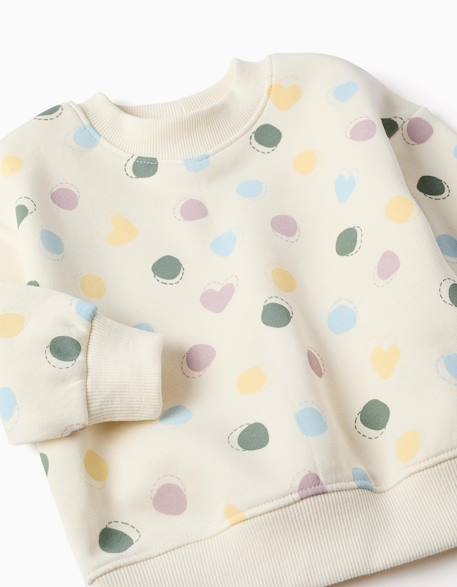 Sweat en coton peigné avec motif de cœurs et pois Blanc 3 - vertbaudet enfant 