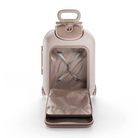 Valise cabine enfant Kinderkraft CABBY 2 en 1 porteur avec siège roues lumineuses pliable compacte 20l Grey+Pink 11 - vertbaudet enfant 
