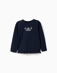 T-shirt en coton à manches longues avec imprimé et ourlet volanté  - vertbaudet enfant